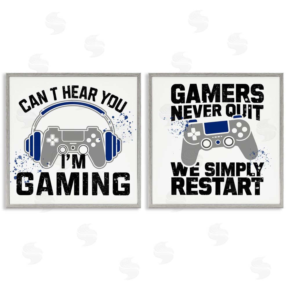 Kim Allen Gamer Culture Phrases Gray Framed Giclee Wall Art Print