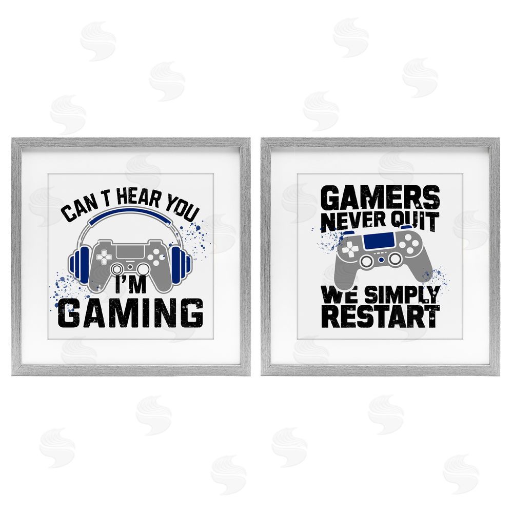 Kim Allen Gamer Culture Phrases Gray Framed Print Under Glass with White Mat Wall Art