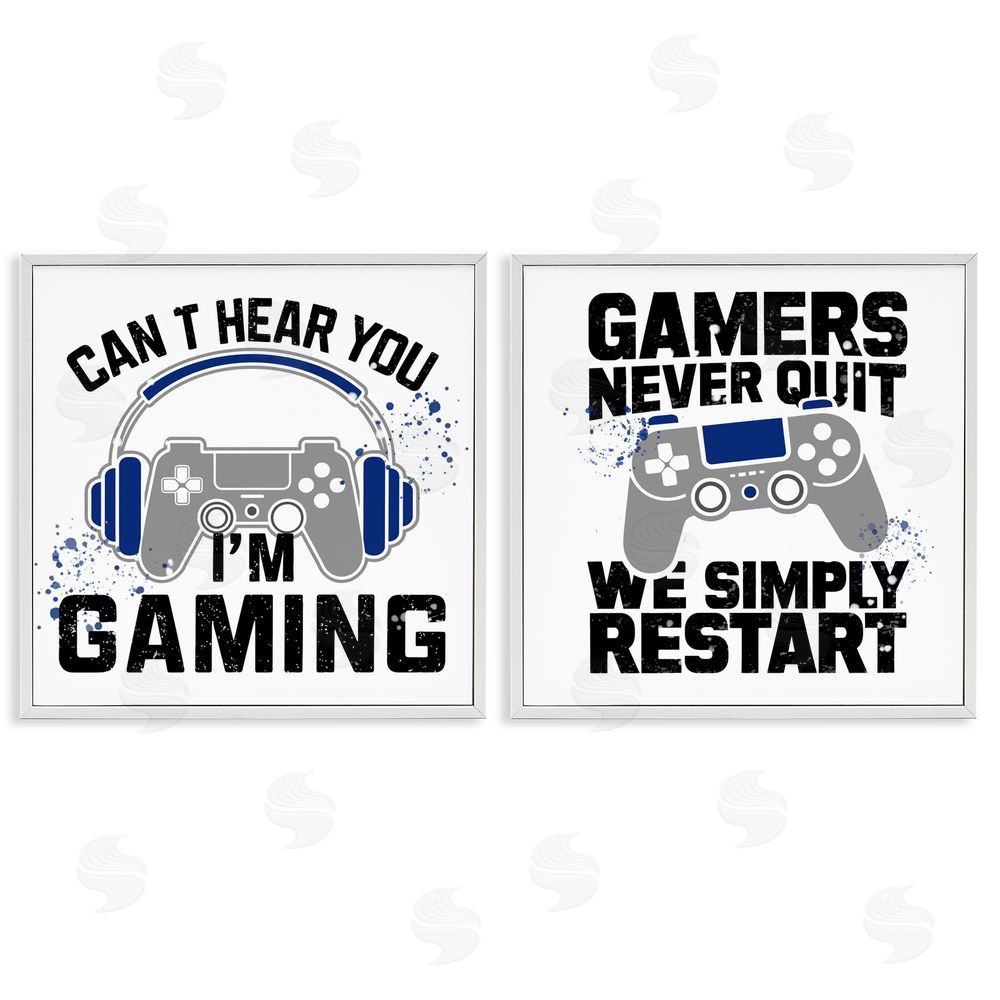 Kim Allen Gamer Culture Phrases White Framed Giclee Wall Art Print
