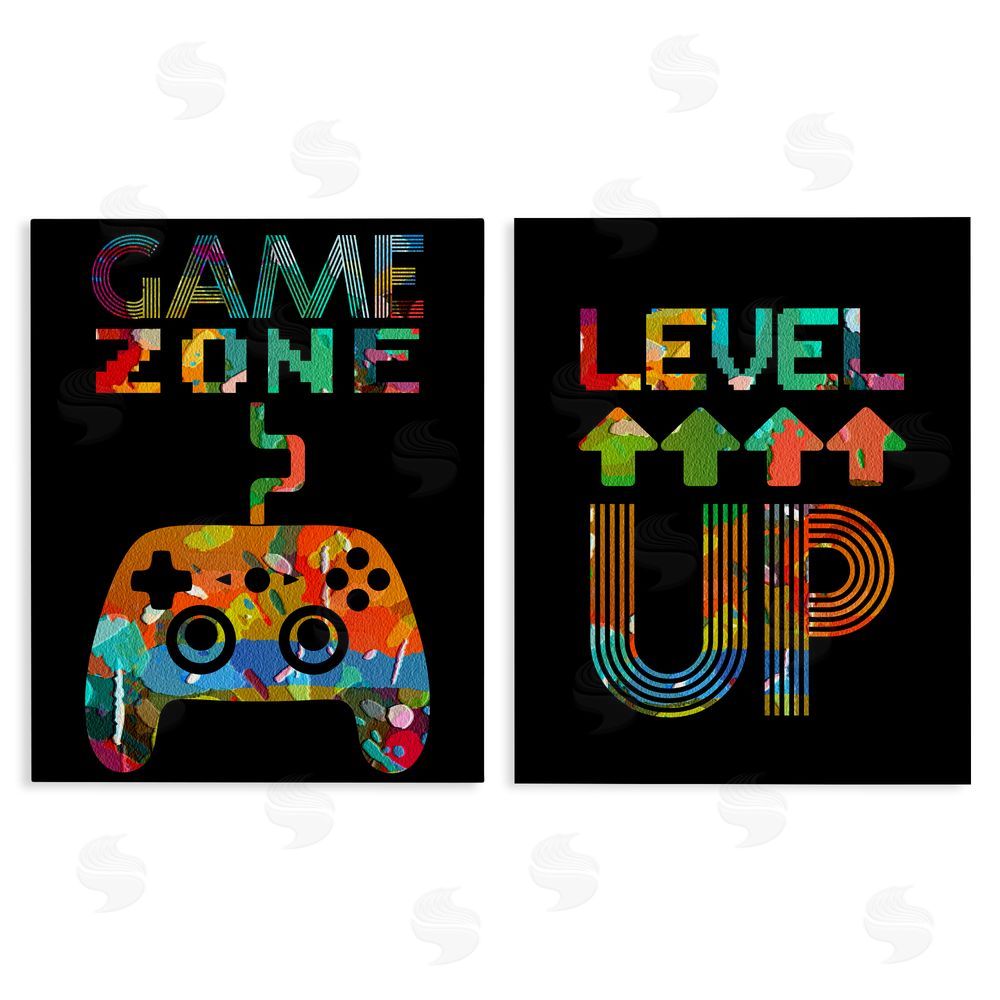 Marcus Prime Collaged Retro Gamer Phrases Canvas Wall Art Print