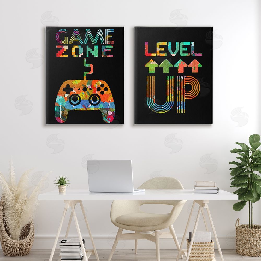 Marcus Prime Collaged Retro Gamer Phrases Canvas Art on Wall