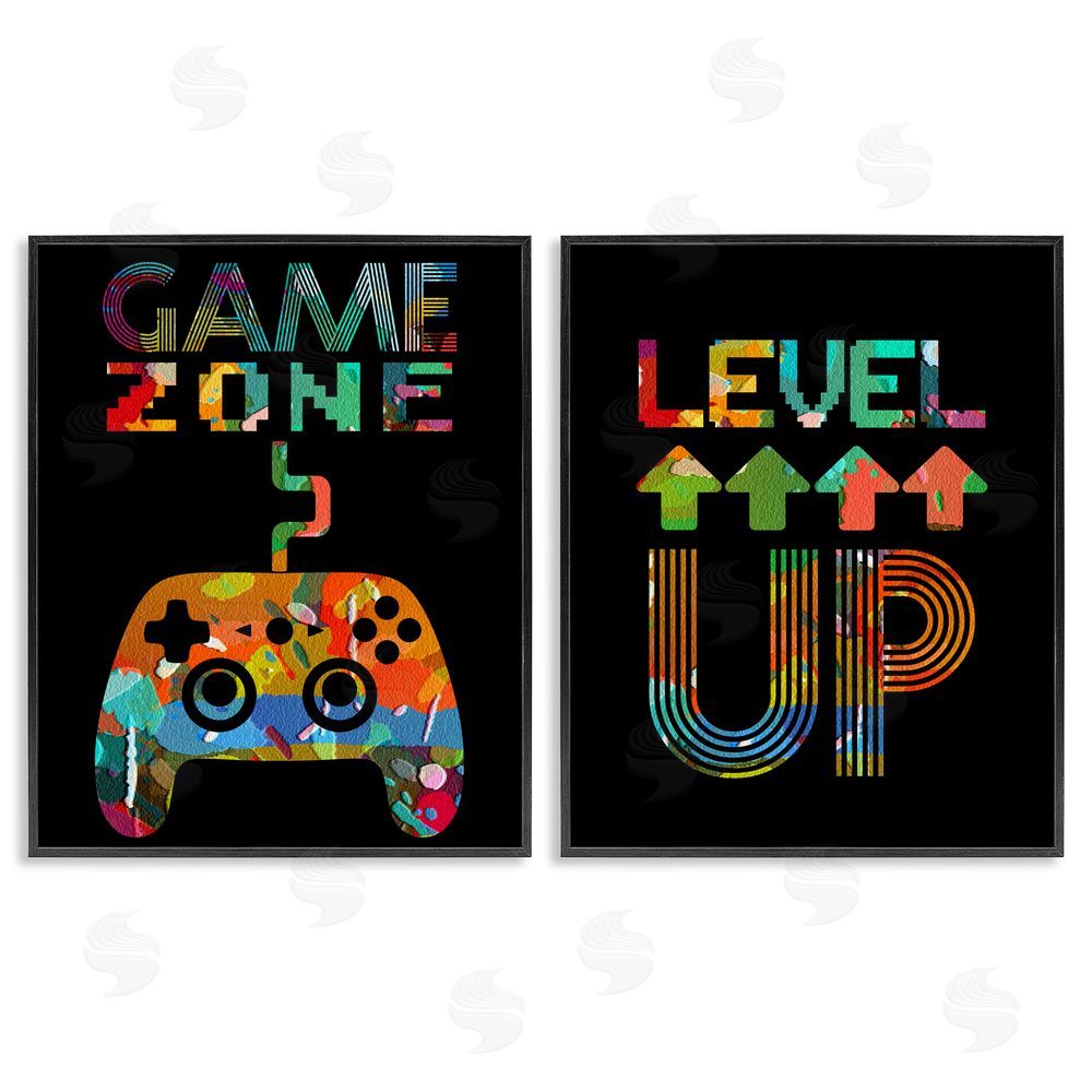 Marcus Prime Collaged Retro Gamer Phrases Black Framed Giclee Wall Art Print