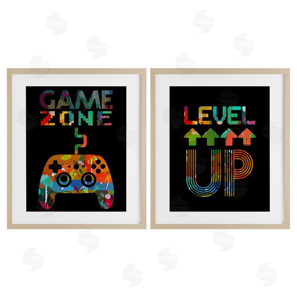 Marcus Prime Collaged Retro Gamer Phrases Birch Framed Print Under Glass with White Mat Wall Art