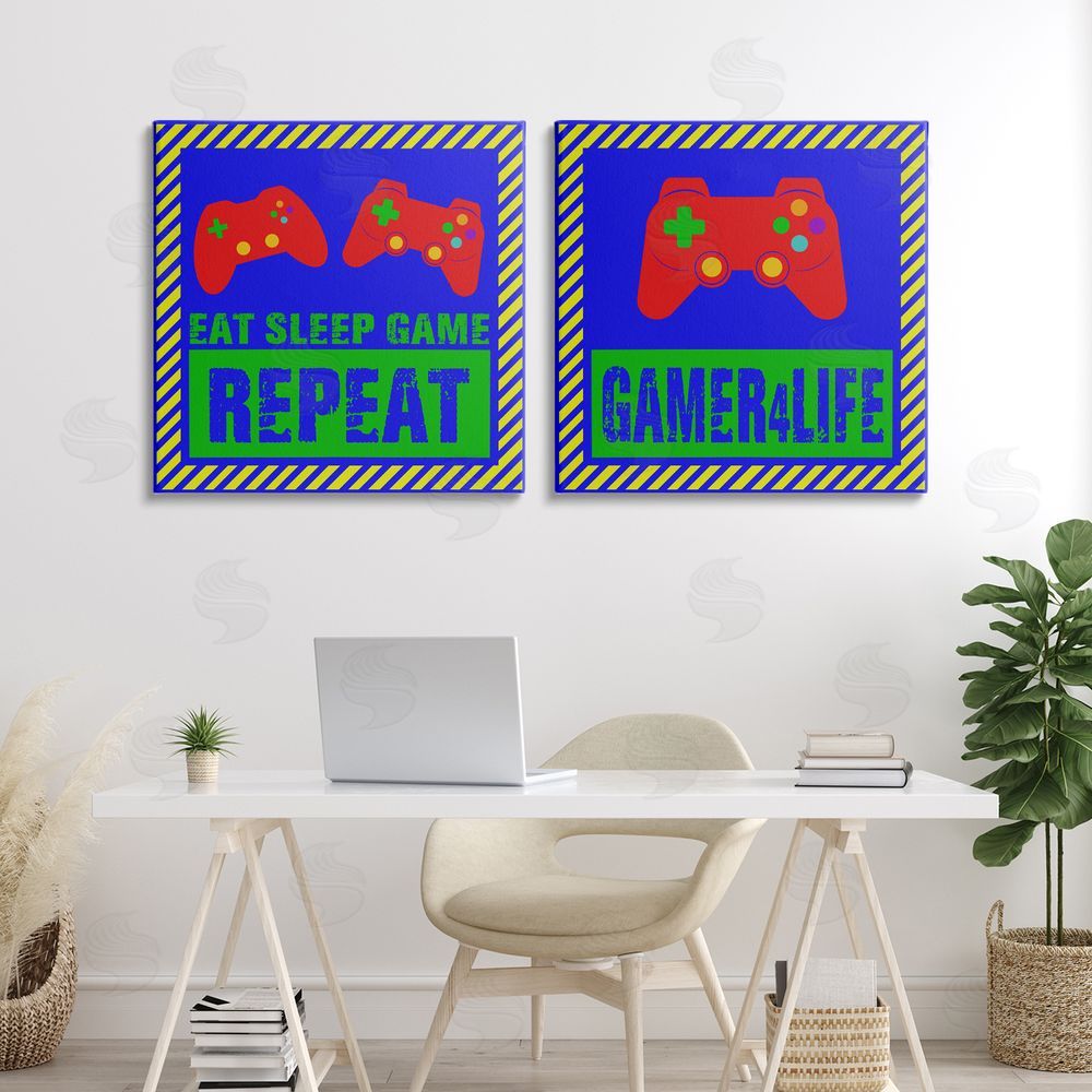 Marcus Prime Gamer Quotes with Stripes Canvas Art on Wall