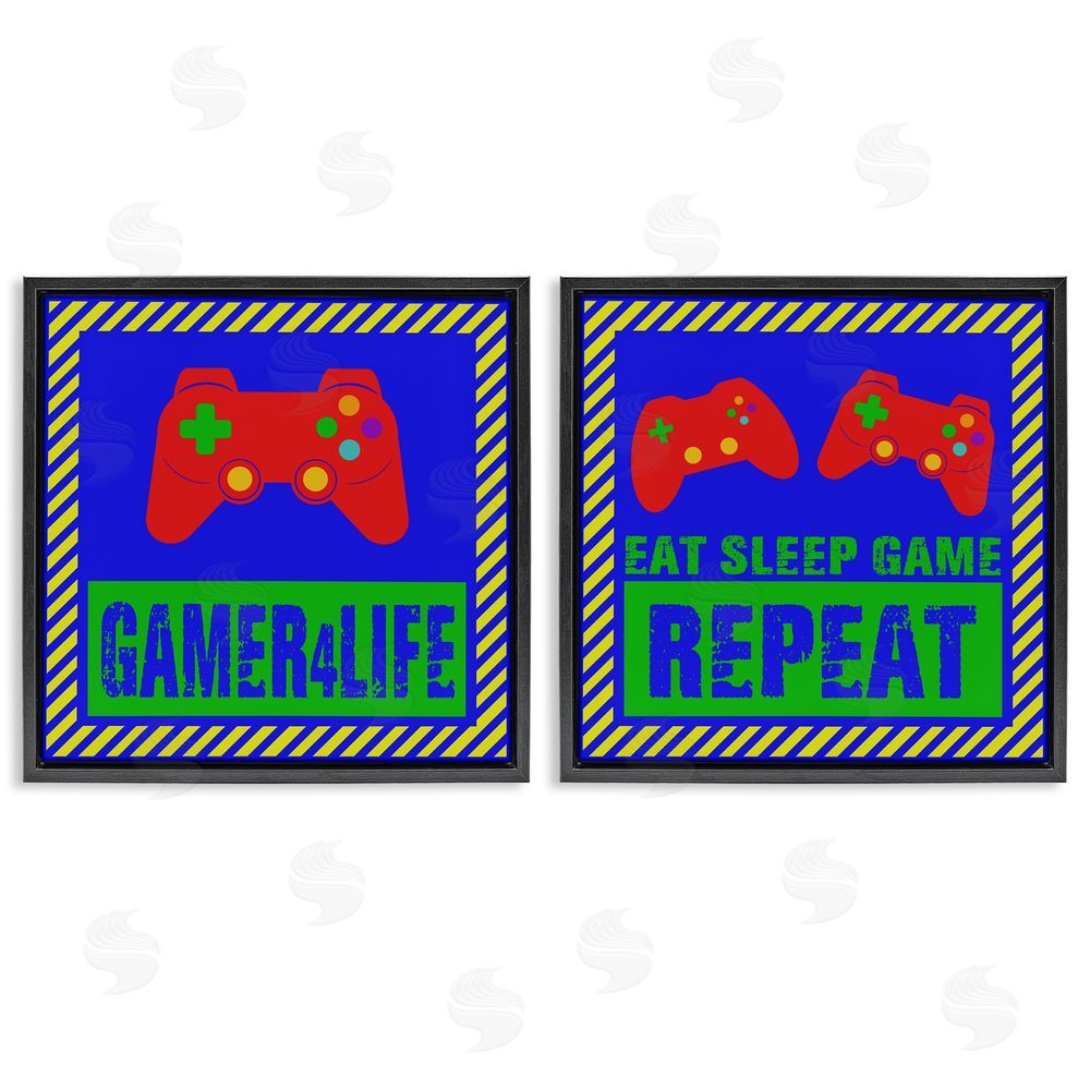 Marcus Prime Gamer Quotes with Stripes Black Floating Frame Canvas Wall Art Print