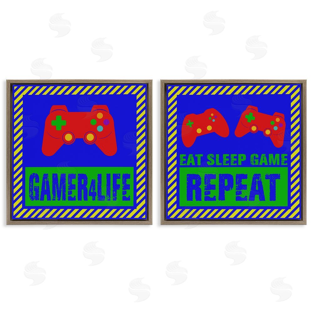 Marcus Prime Gamer Quotes with Stripes Brown Floating Frame Canvas Wall Art Print