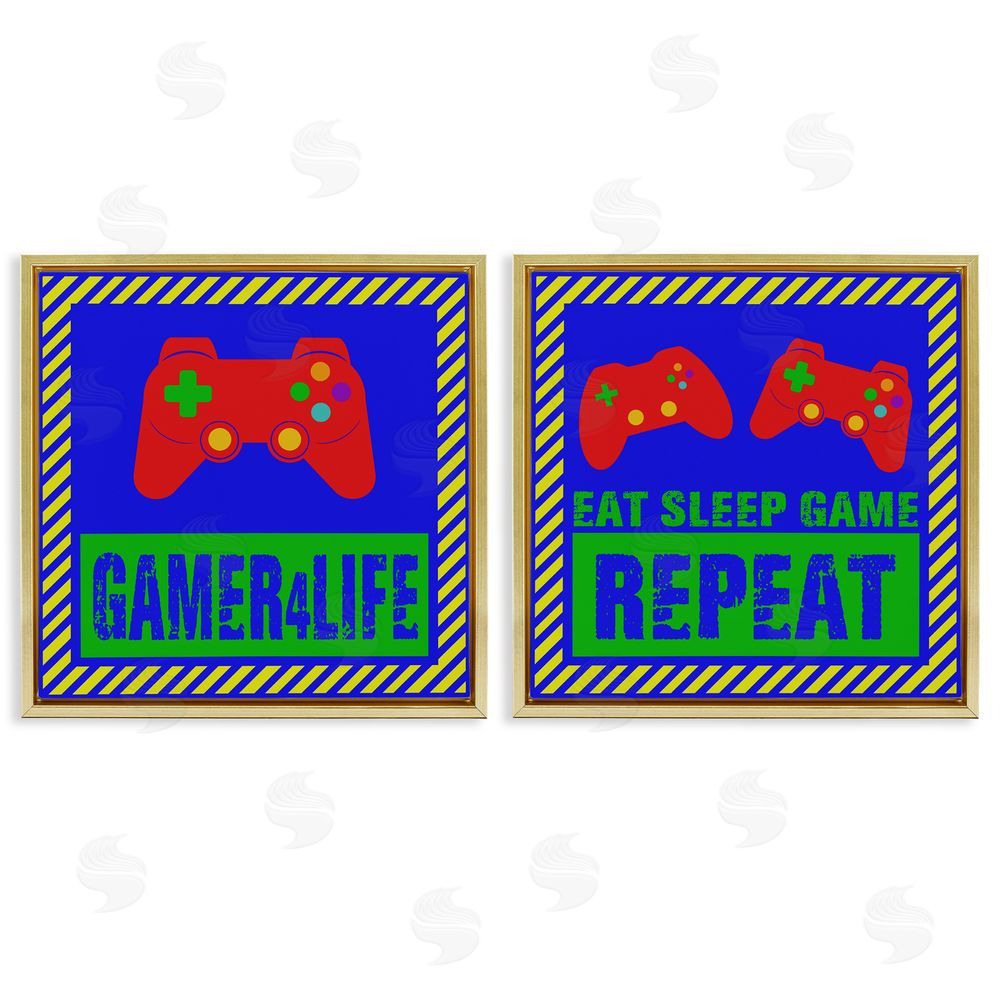 Marcus Prime Gamer Quotes with Stripes Gold Floating Frame Canvas Wall Art Print