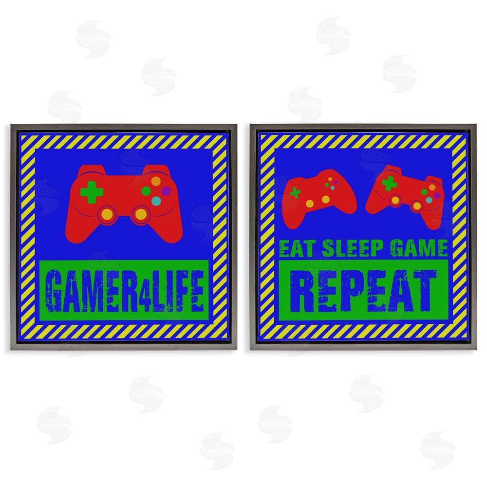 Marcus Prime Gamer Quotes with Stripes Gray Floating Frame Canvas Wall Art Print