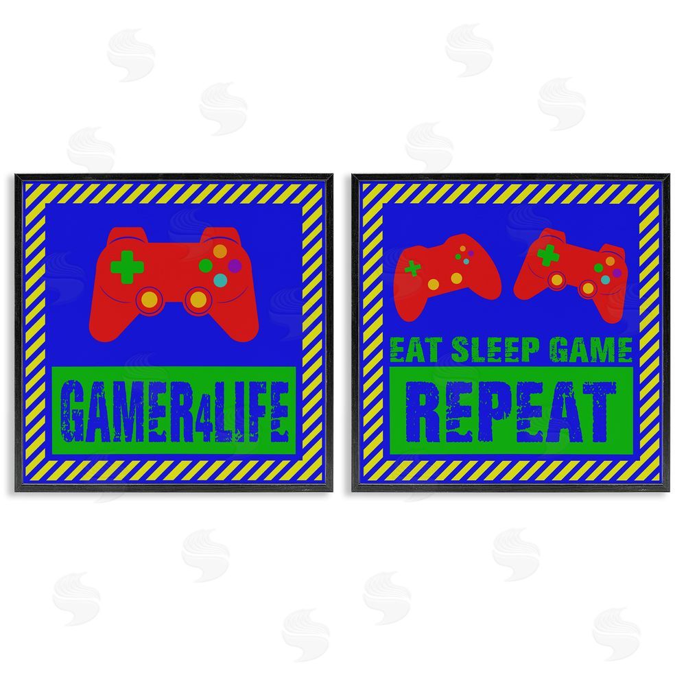 Marcus Prime Gamer Quotes with Stripes Black Framed Giclee Wall Art Print