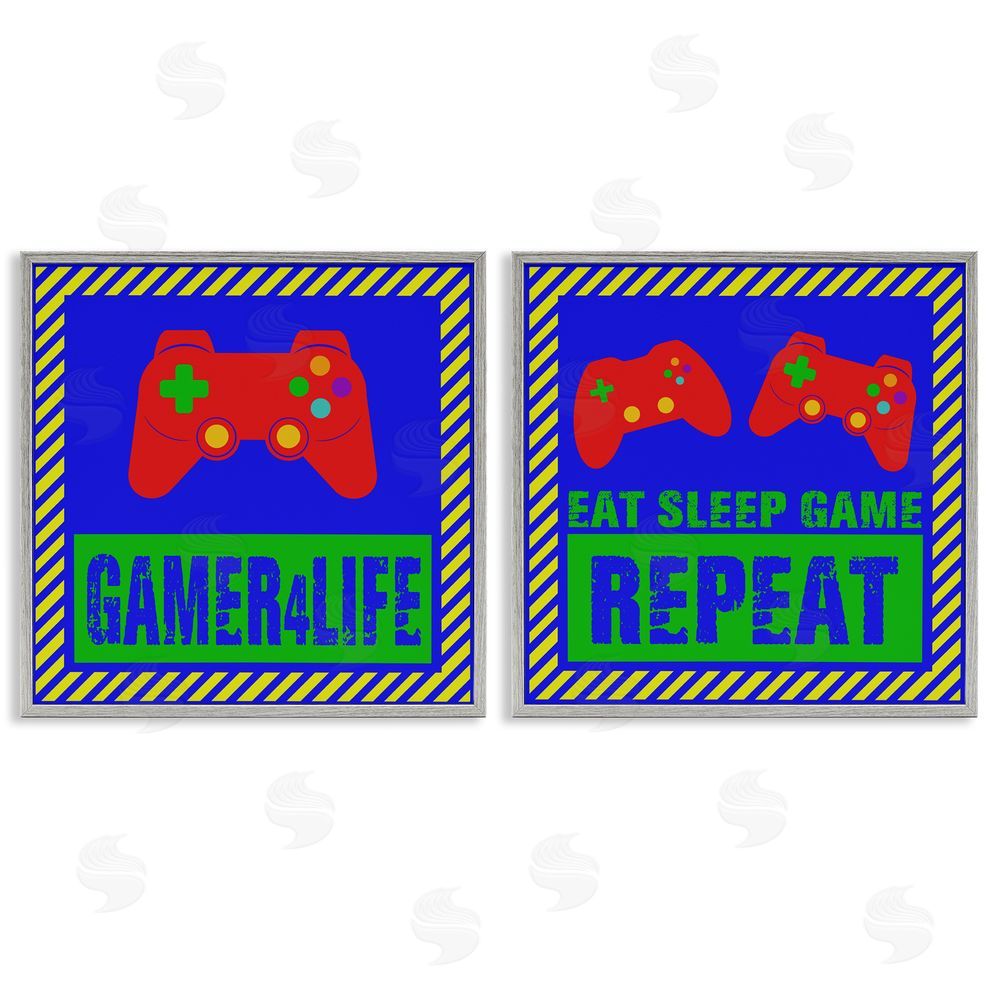 Marcus Prime Gamer Quotes with Stripes Gray Framed Giclee Wall Art Print