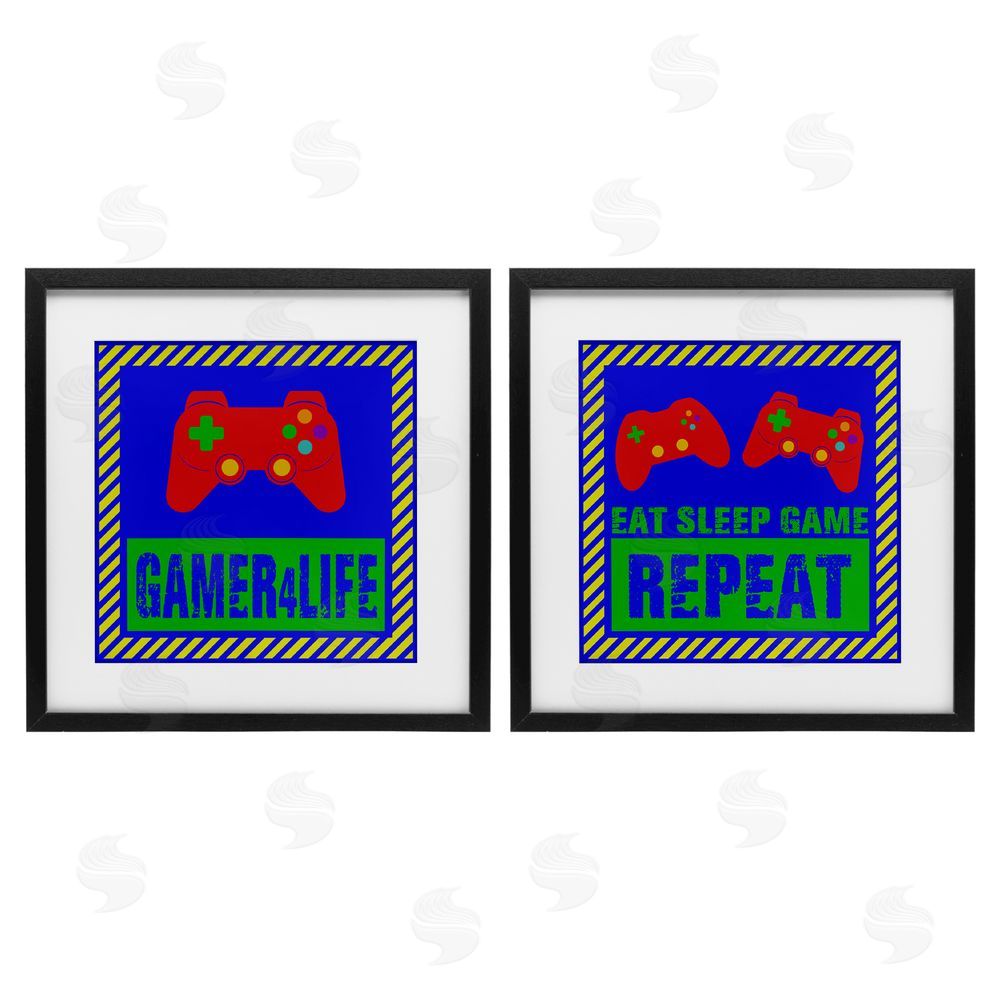 Marcus Prime Gamer Quotes with Stripes Black Framed Print Under Glass with White Mat Wall Art
