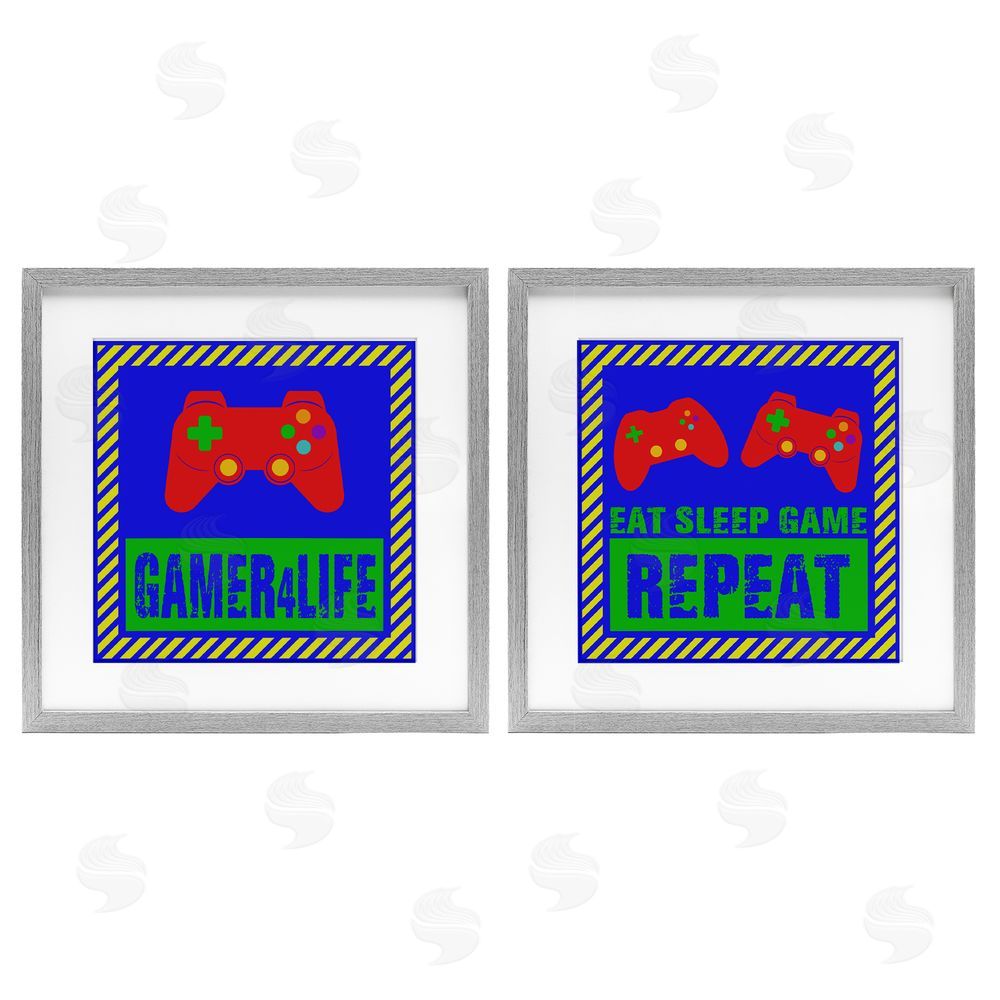 Marcus Prime Gamer Quotes with Stripes Gray Framed Print Under Glass with White Mat Wall Art