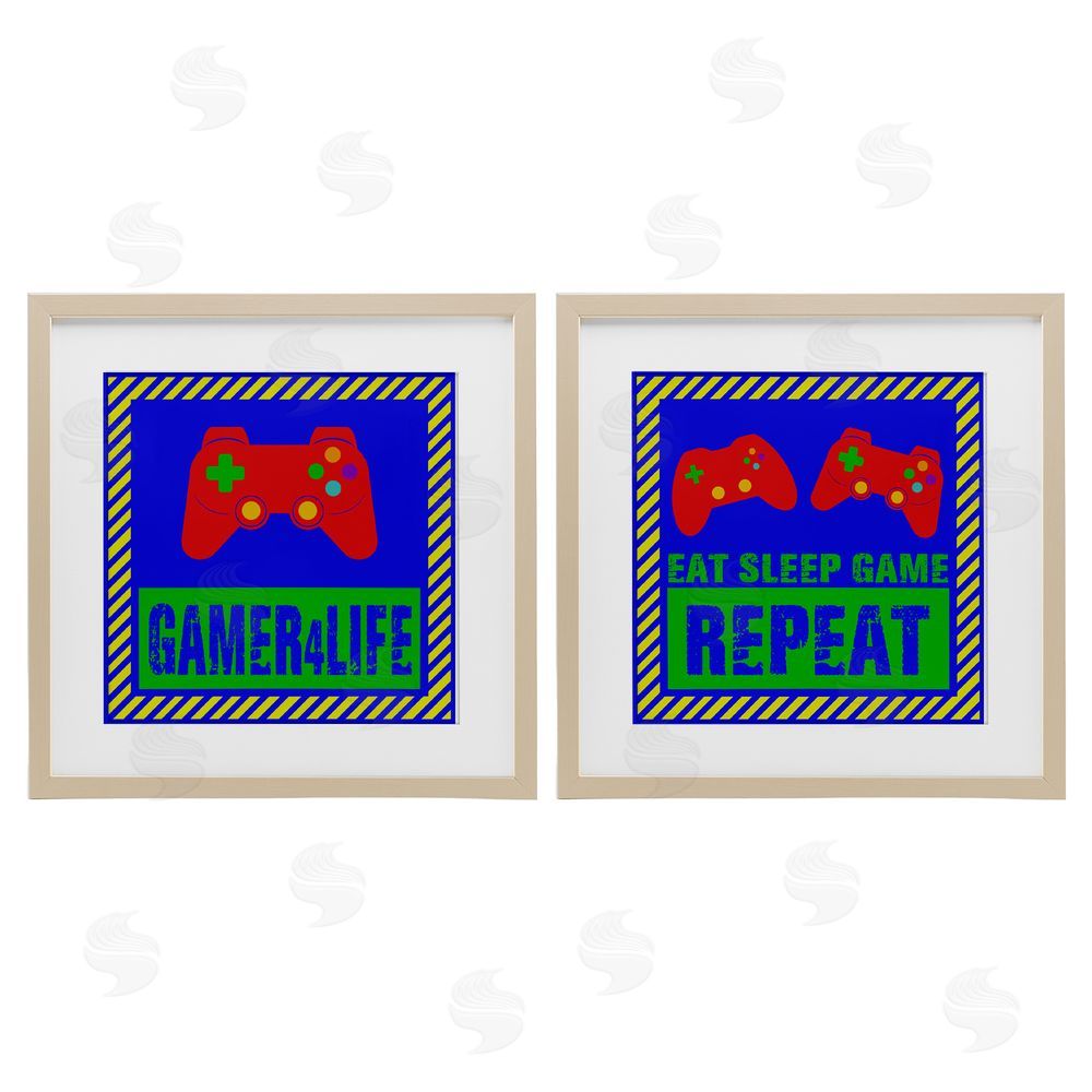 Marcus Prime Gamer Quotes with Stripes Birch Framed Print Under Glass with White Mat Wall Art