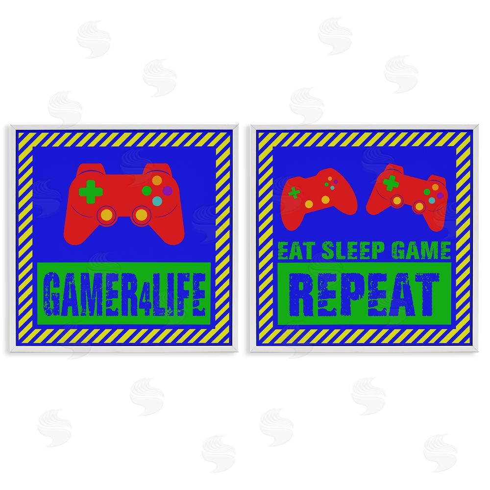 Marcus Prime Gamer Quotes with Stripes White Framed Giclee Wall Art Print