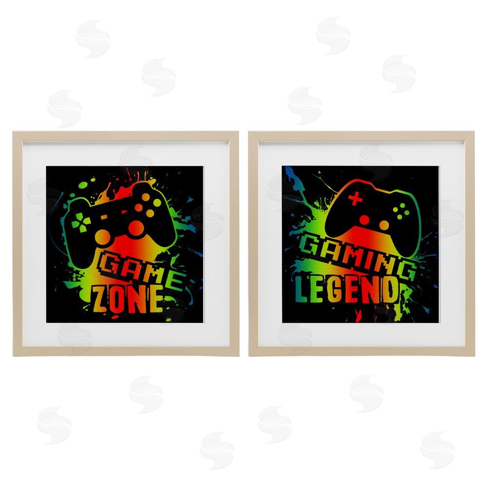 Marcus Prime Gradient Gaming Phrases Birch Framed Print Under Glass with White Mat Wall Art