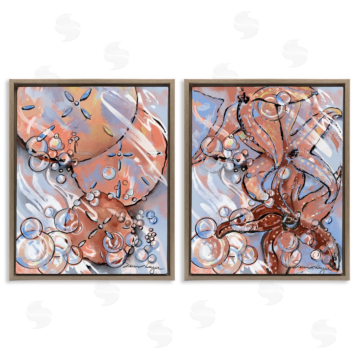 Susan Lugar Bubbles And Sea Life Canvas Wall Art Print