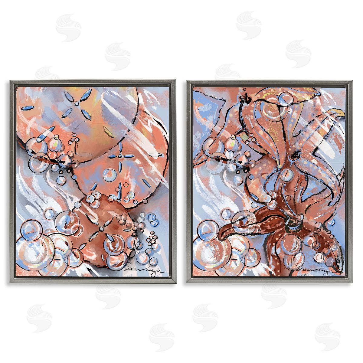 Susan Lugar Bubbles And Sea Life Canvas Wall Art Print