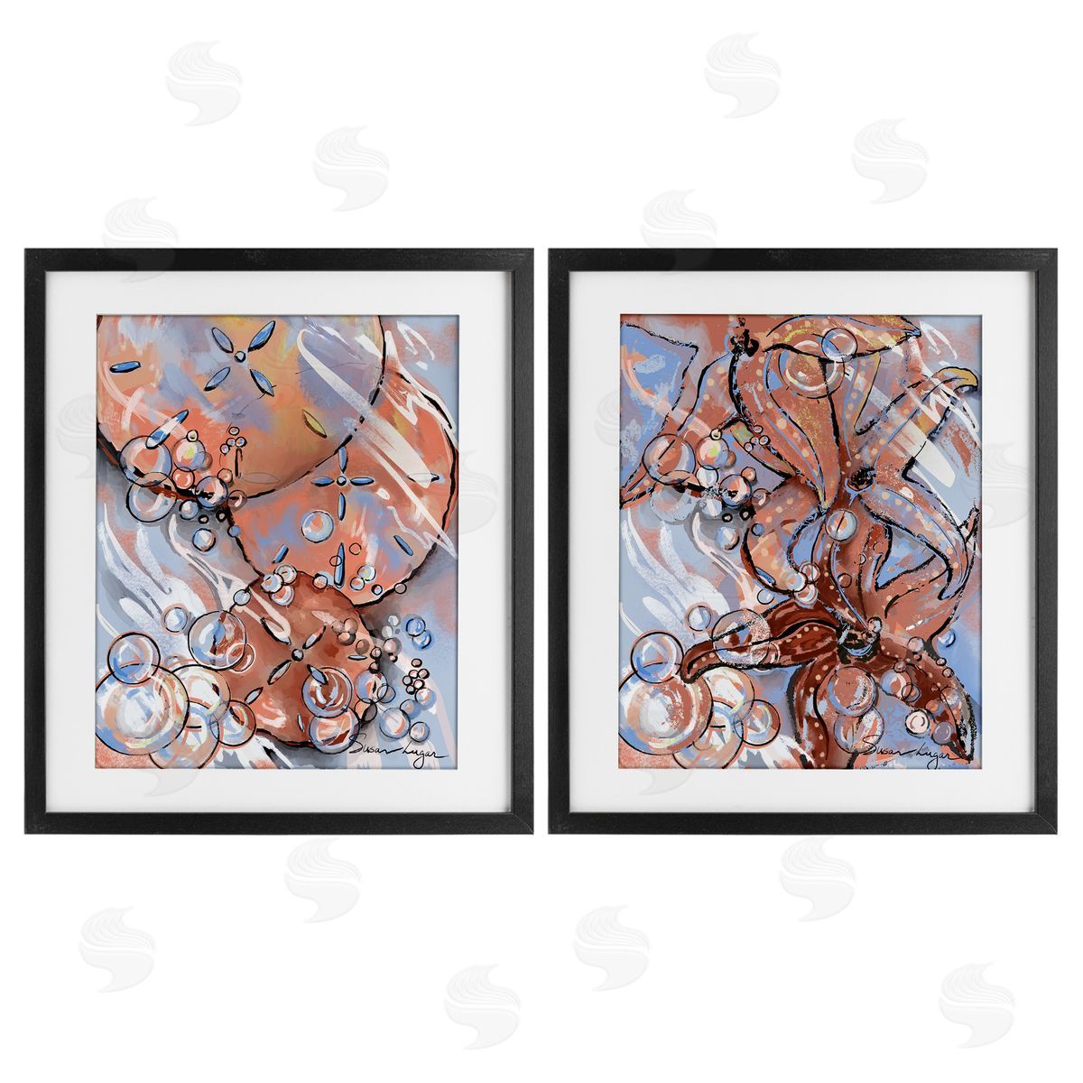 Susan Lugar Bubbles And Sea Life Canvas Wall Art Print