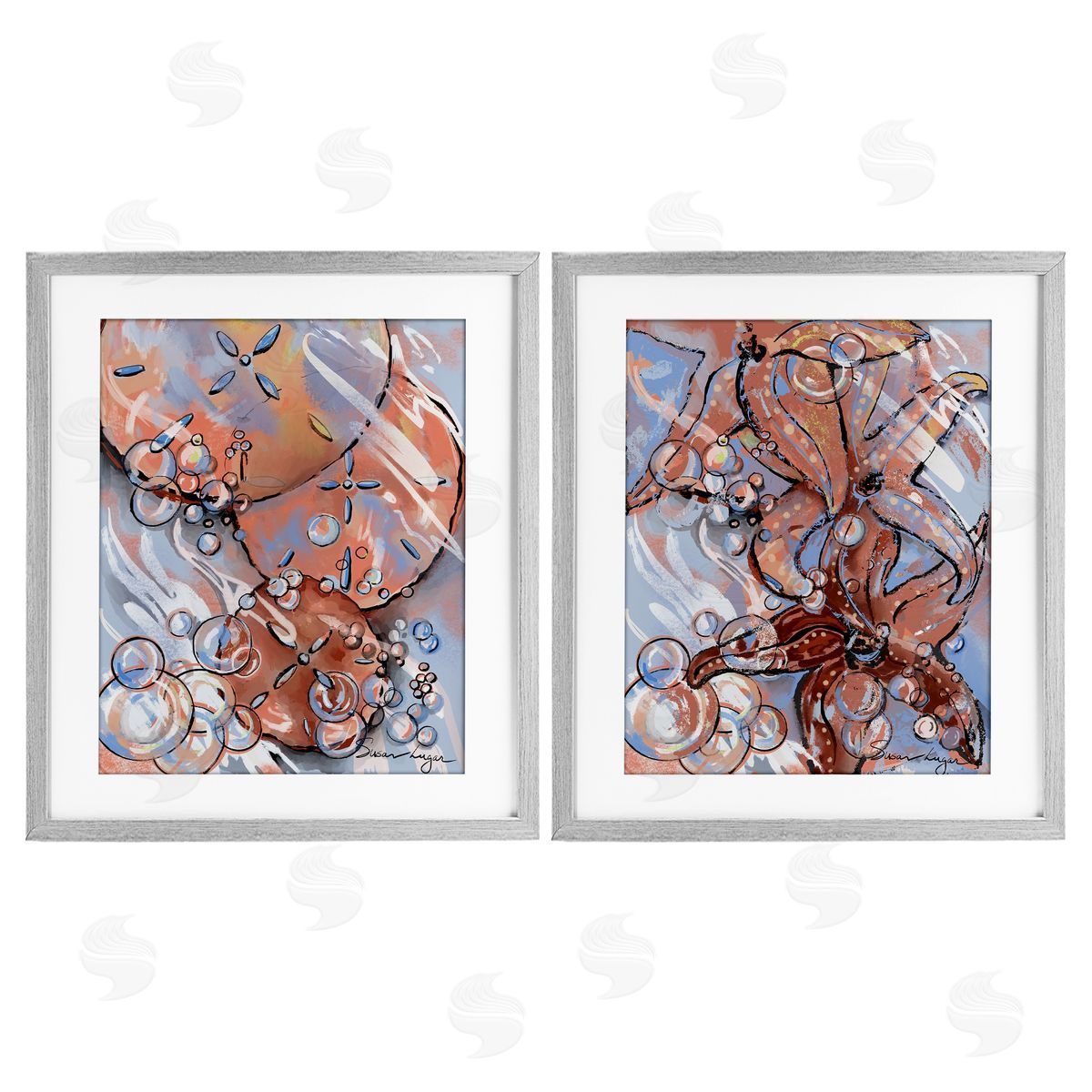 Susan Lugar Bubbles And Sea Life Canvas Wall Art Print