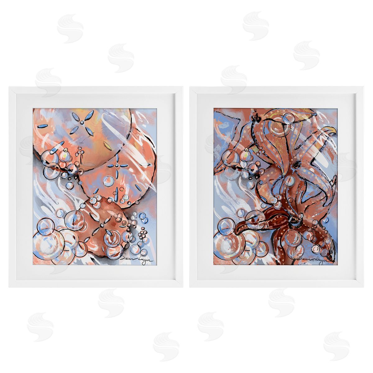 Susan Lugar Bubbles And Sea Life Canvas Wall Art Print