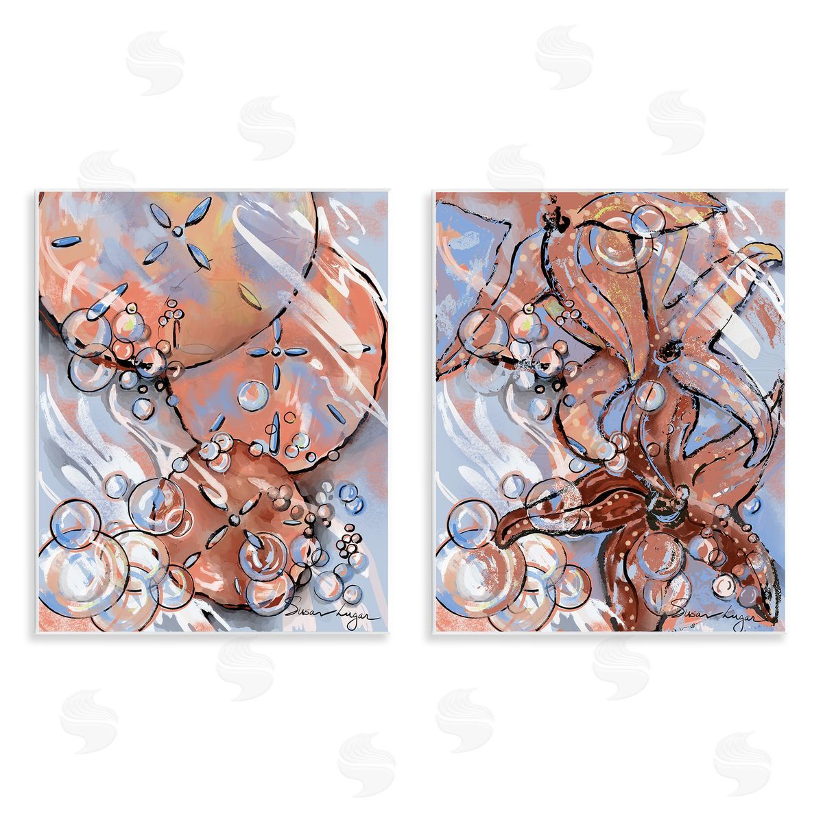 Susan Lugar Bubbles And Sea Life Canvas Wall Art Print