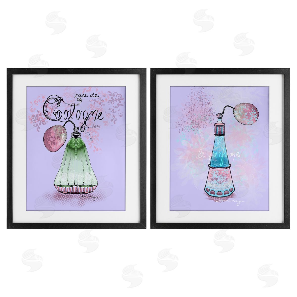 Susan Lugar Fragrance Perfumes on Purple Canvas Wall Art Print