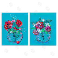Susan Lugar | Vivid Flower Vases on Blue