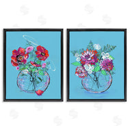 Susan Lugar | Vivid Flower Vases on Blue