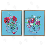 Susan Lugar | Vivid Flower Vases on Blue