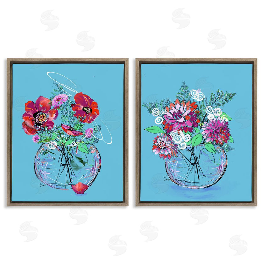 Susan Lugar | Vivid Flower Vases on Blue