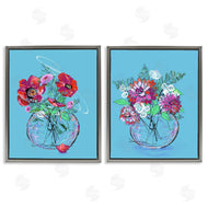 Susan Lugar | Vivid Flower Vases on Blue