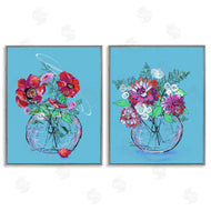 Susan Lugar | Vivid Flower Vases on Blue