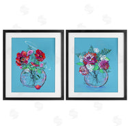 Susan Lugar | Vivid Flower Vases on Blue