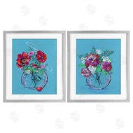 Susan Lugar | Vivid Flower Vases on Blue