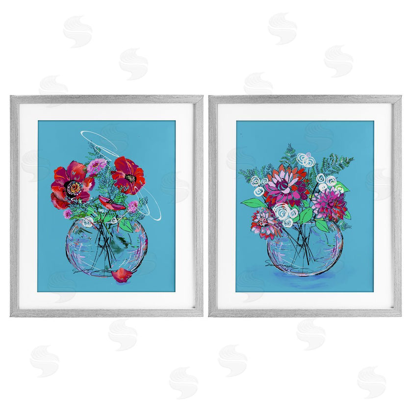 Susan Lugar | Vivid Flower Vases on Blue