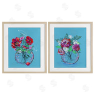Susan Lugar | Vivid Flower Vases on Blue