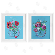 Susan Lugar | Vivid Flower Vases on Blue