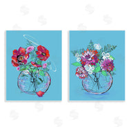 Susan Lugar | Vivid Flower Vases on Blue
