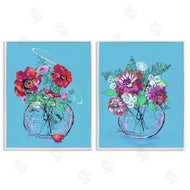 Susan Lugar | Vivid Flower Vases on Blue