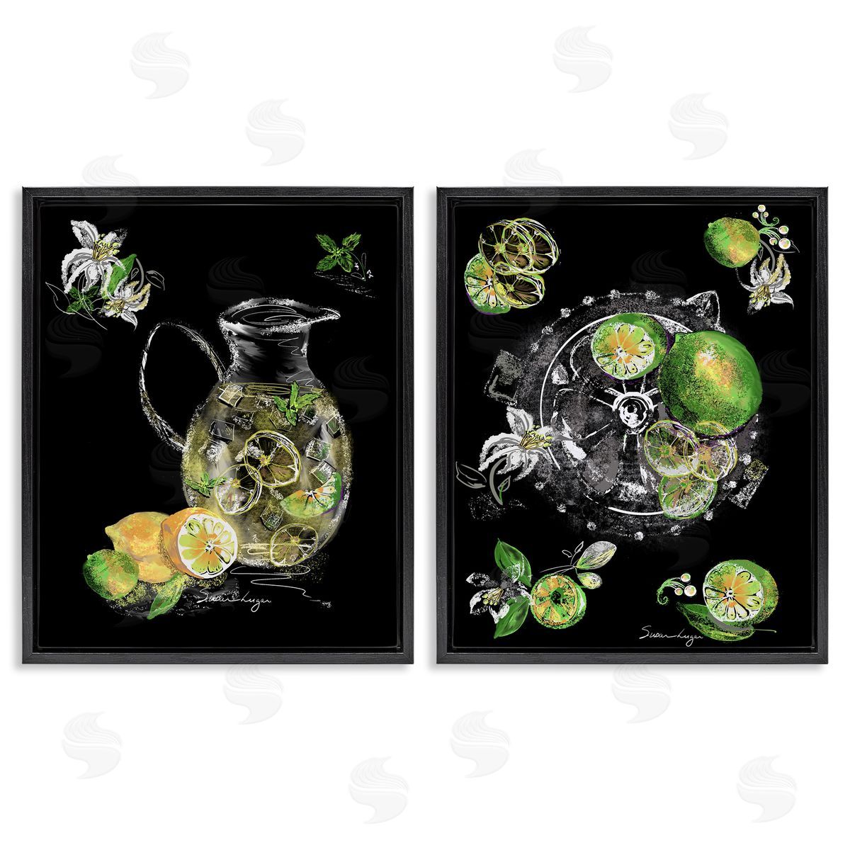 Susan Lugar Refreshing Sliced Lemons And Limes Canvas Wall Art Print