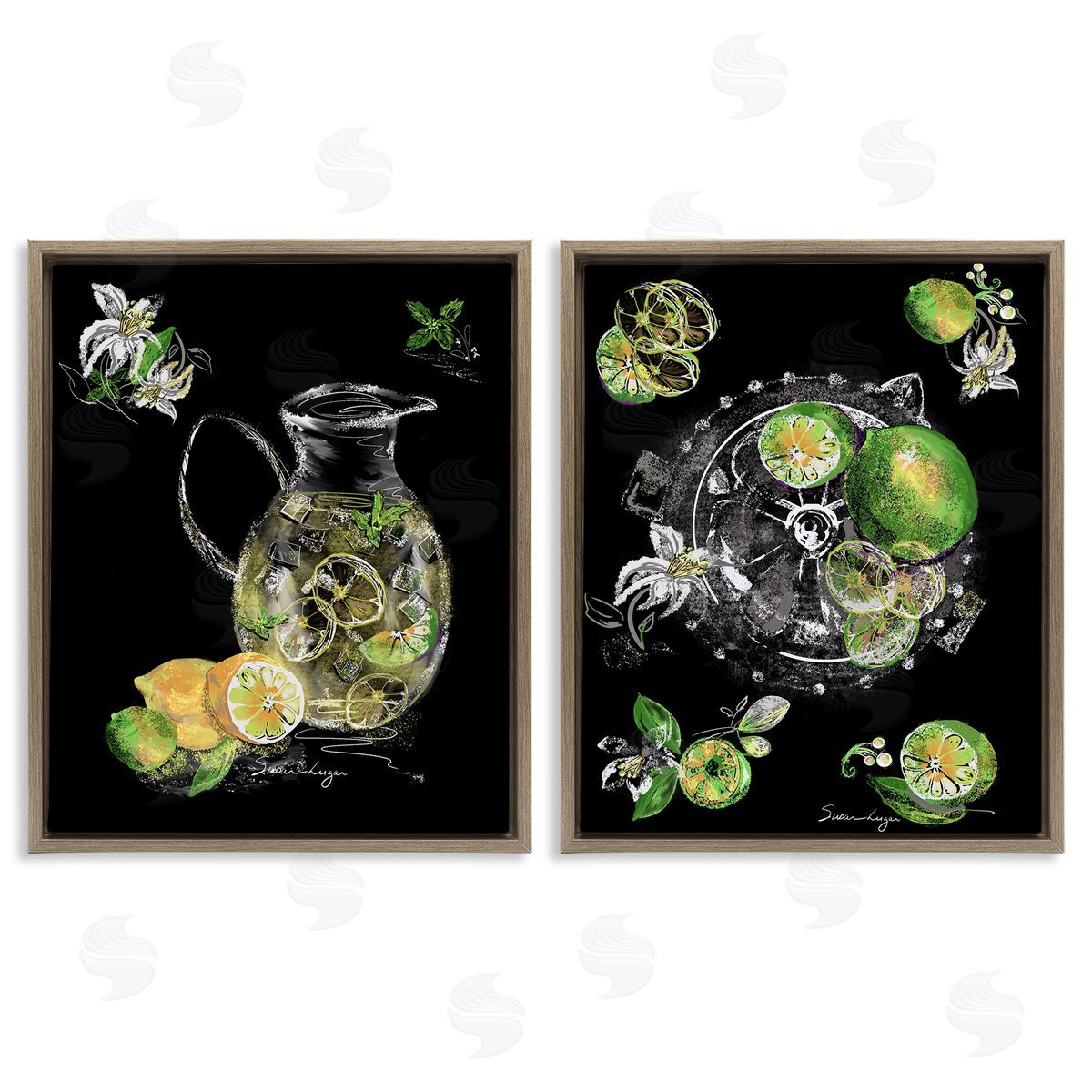 Susan Lugar Refreshing Sliced Lemons And Limes Canvas Wall Art Print