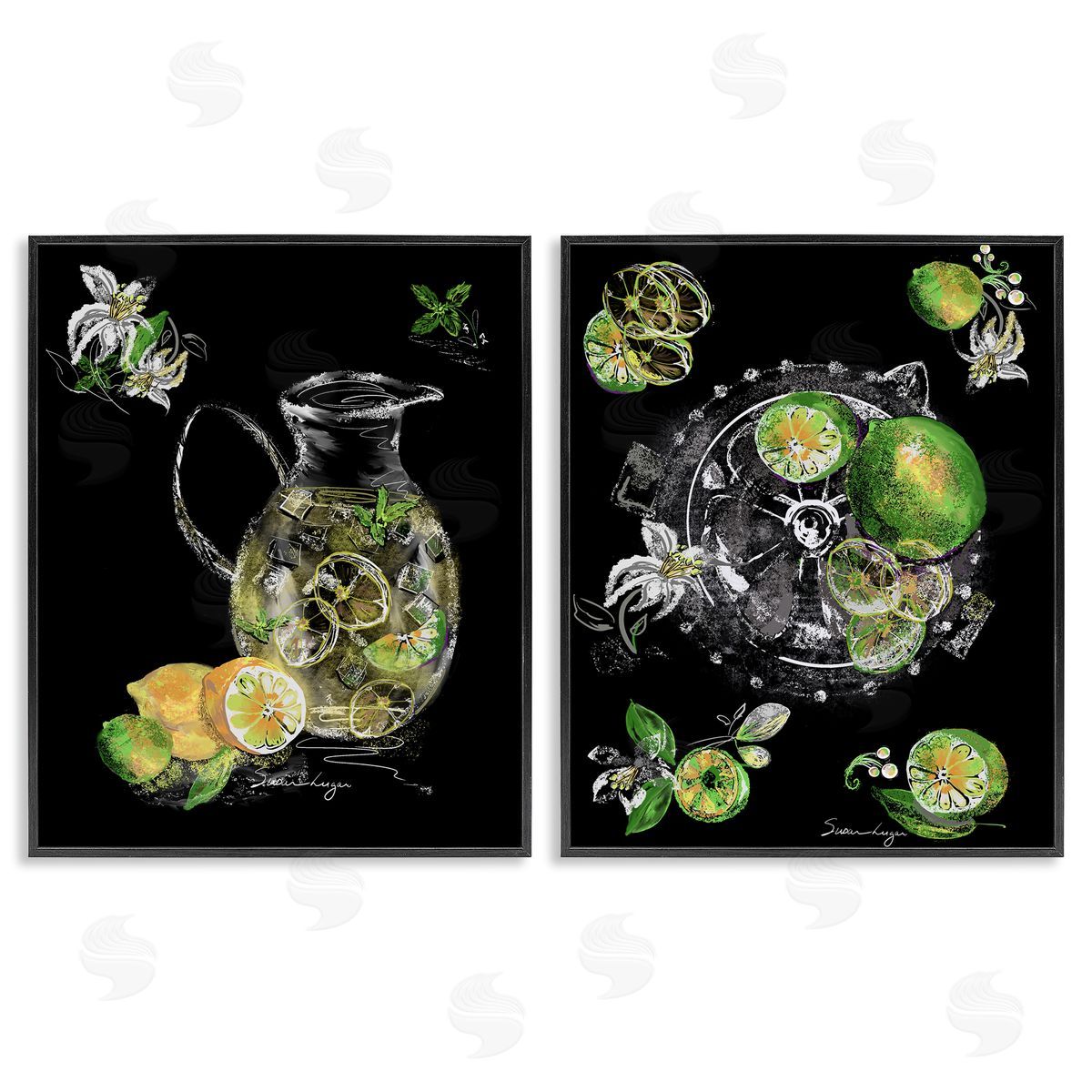 Susan Lugar Refreshing Sliced Lemons And Limes Canvas Wall Art Print