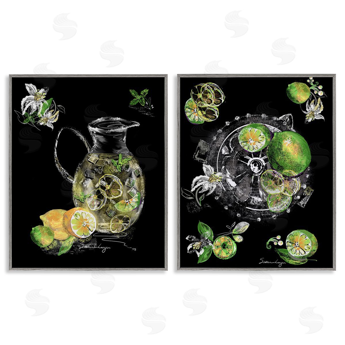 Susan Lugar Refreshing Sliced Lemons And Limes Canvas Wall Art Print