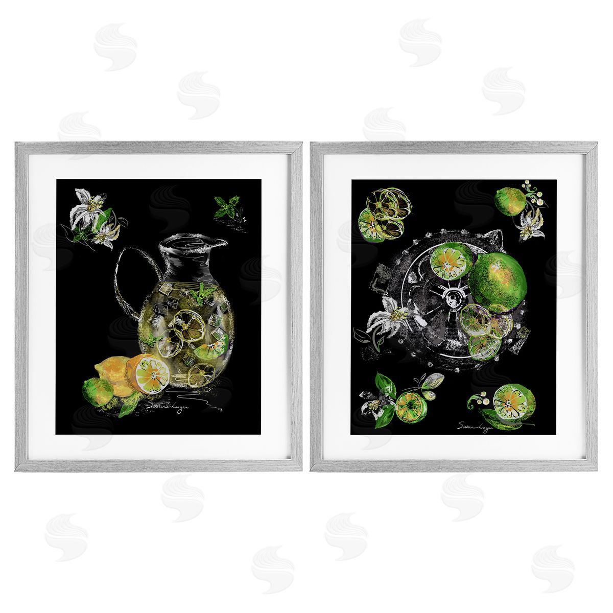 Susan Lugar Refreshing Sliced Lemons And Limes Canvas Wall Art Print