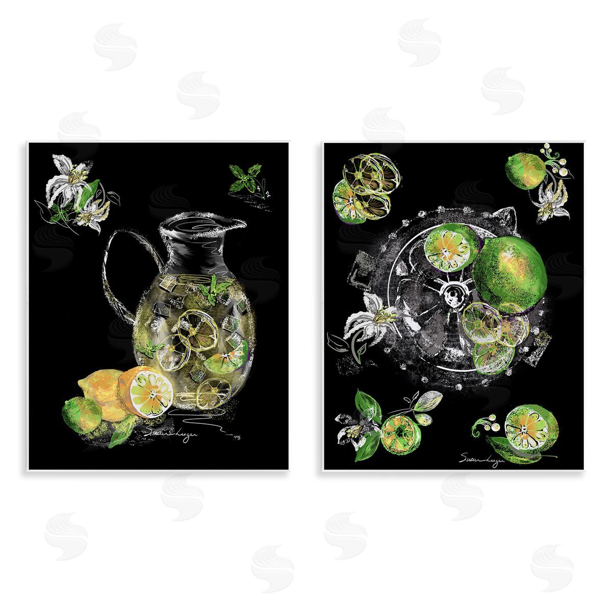 Susan Lugar Refreshing Sliced Lemons And Limes Canvas Wall Art Print