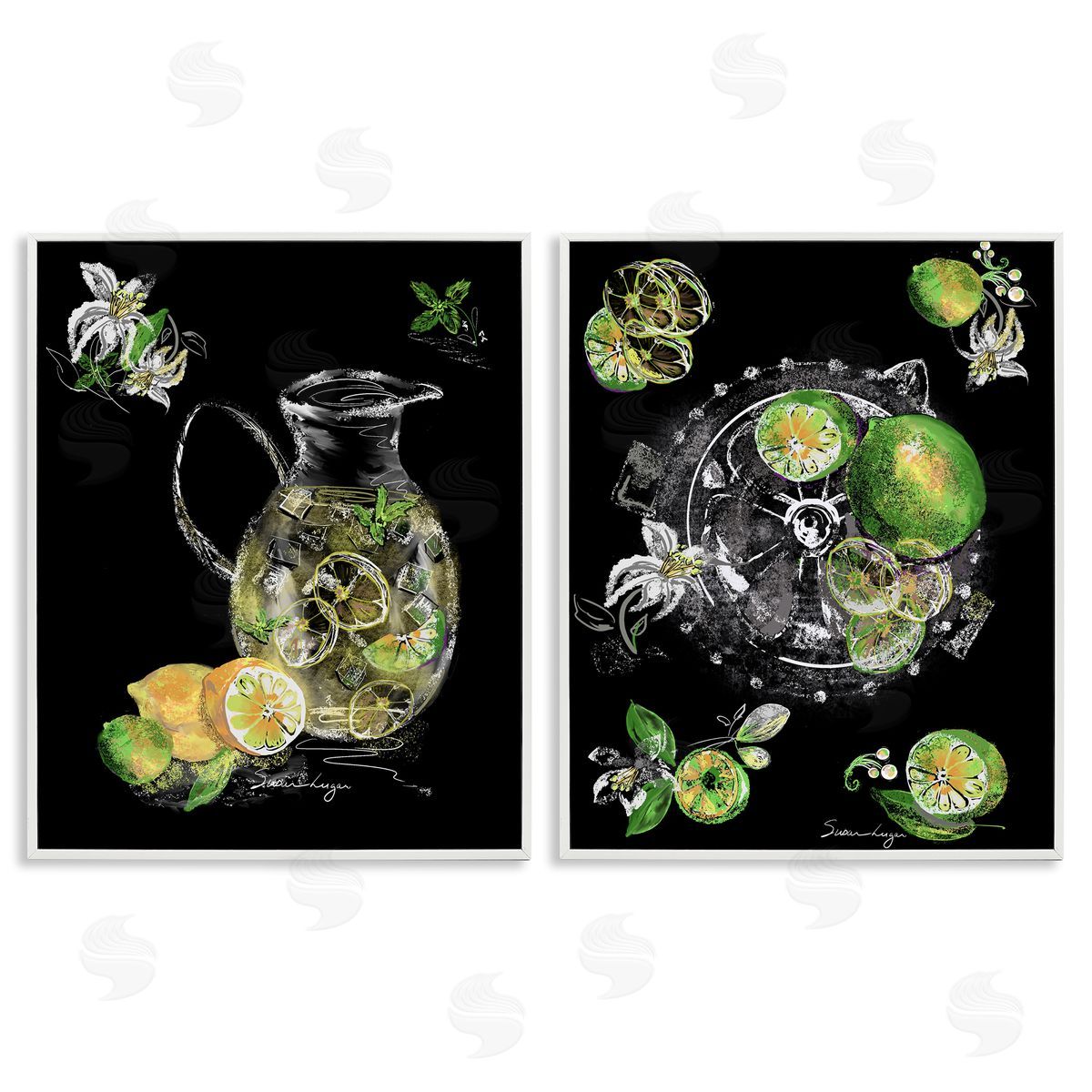 Susan Lugar Refreshing Sliced Lemons And Limes Canvas Wall Art Print