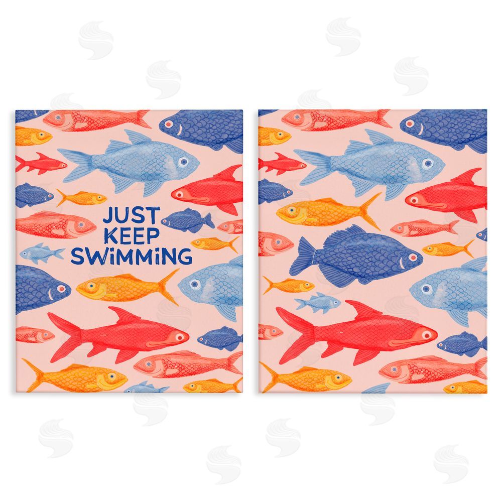 The Paper Curator Just Keep Swimming Motivating Fish Canvas Wall Art Print