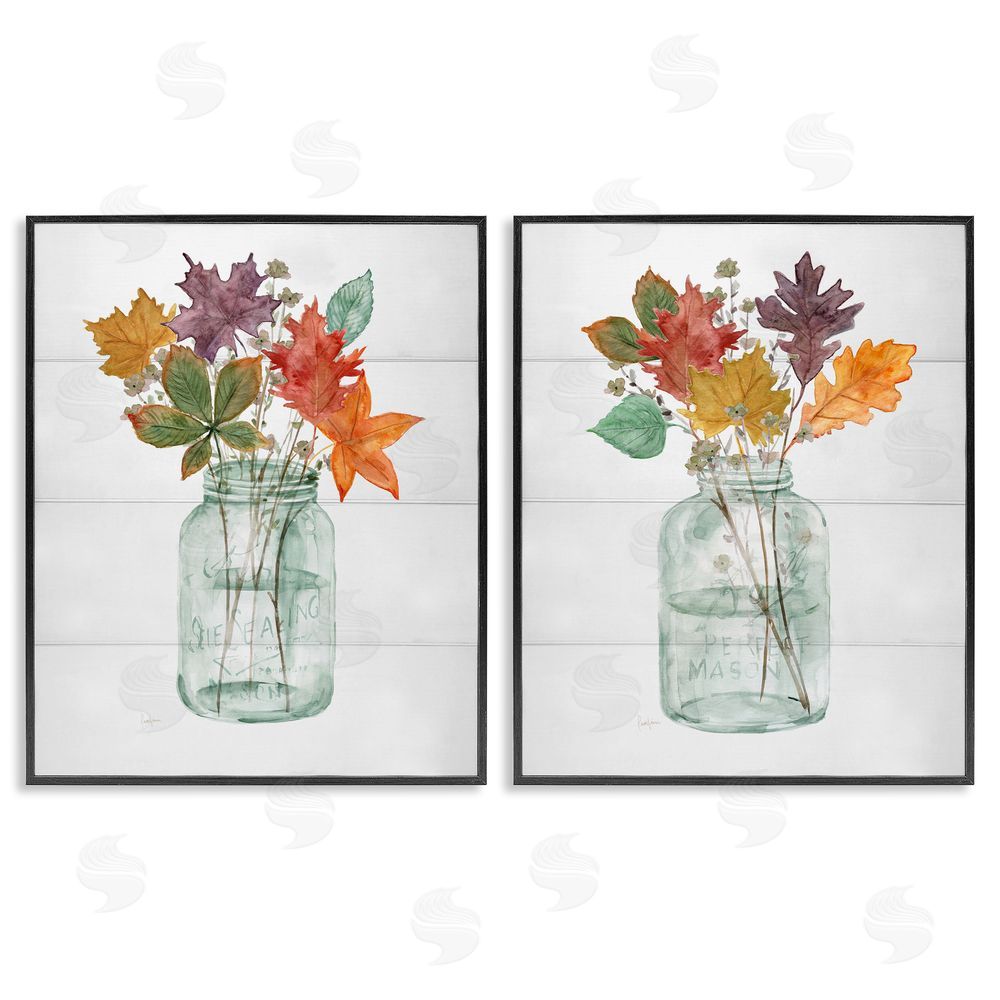 Livi Finn Harvest Home Leaf Vases Black Framed Giclee Wall Art Print