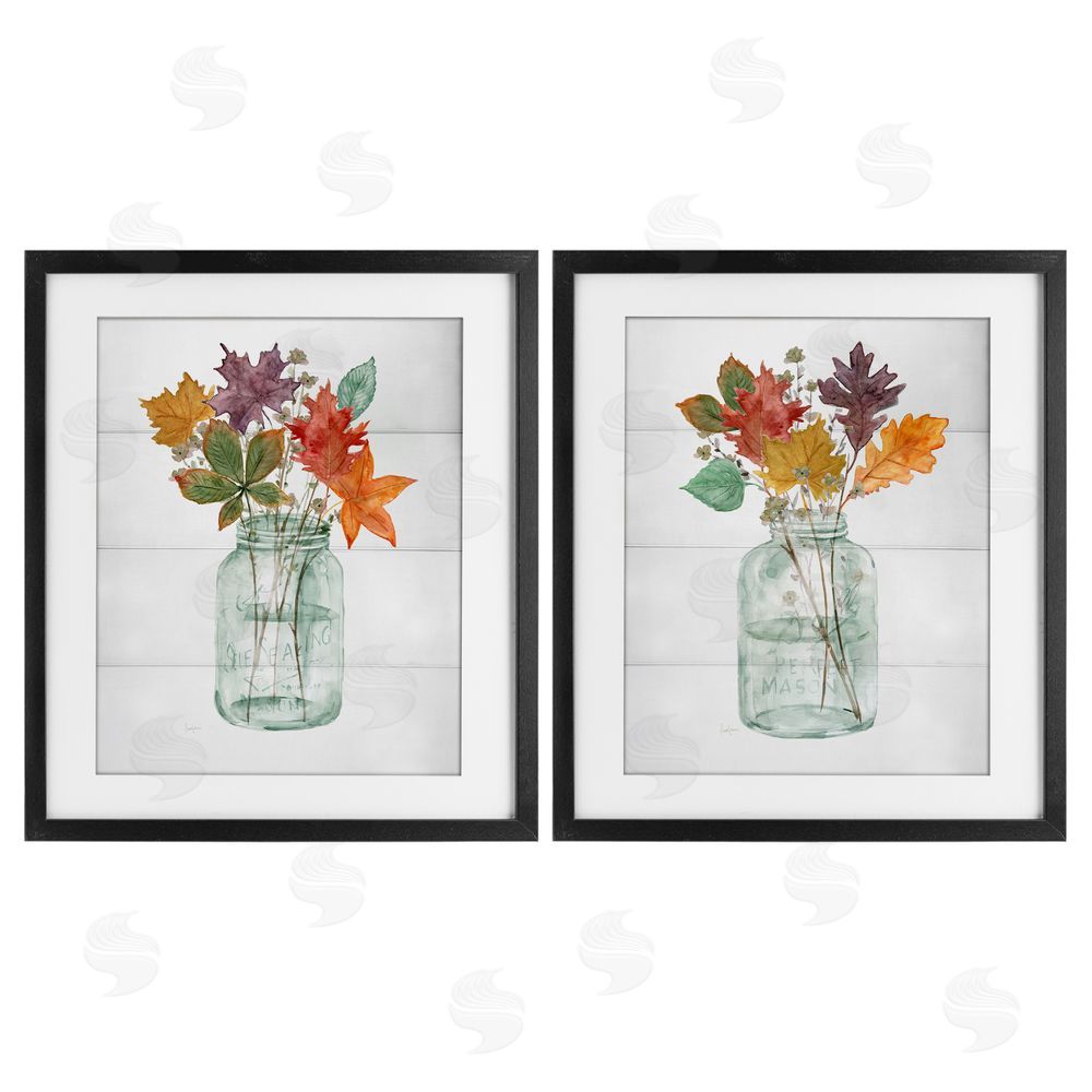 Livi Finn Harvest Home Leaf Vases Black Framed Print Under Glass with White Mat Wall Art