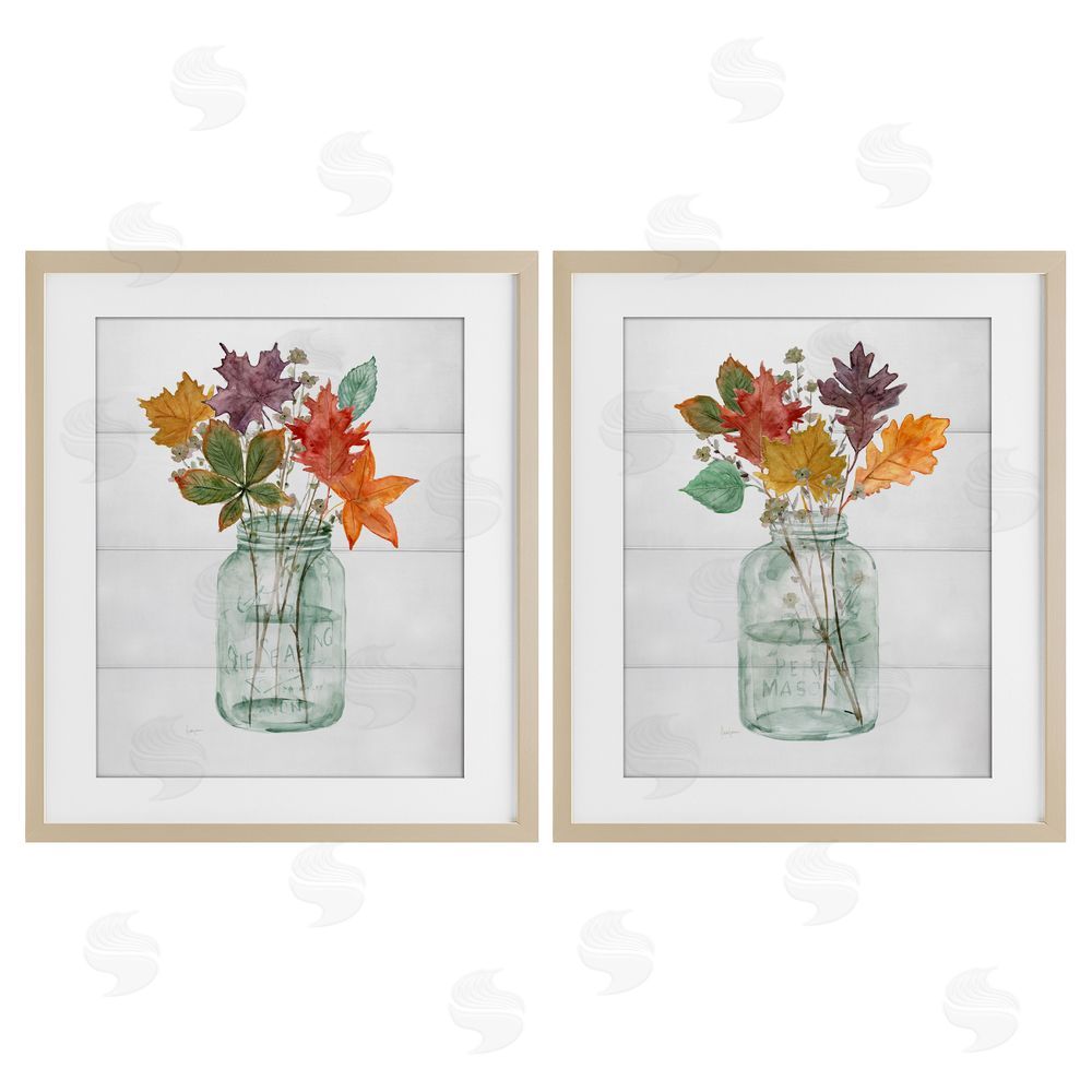 Livi Finn Harvest Home Leaf Vases Birch Framed Print Under Glass with White Mat Wall Art